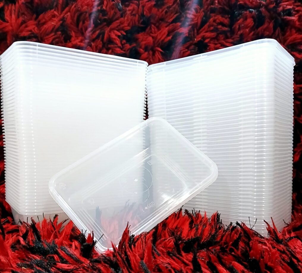 Pk 50pc 500ml Plastic Rectangle Container with Lid